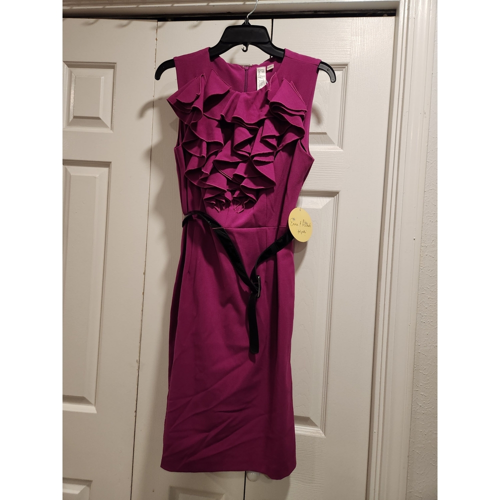 Emma & Michele Purple Ruffle Midi Dress